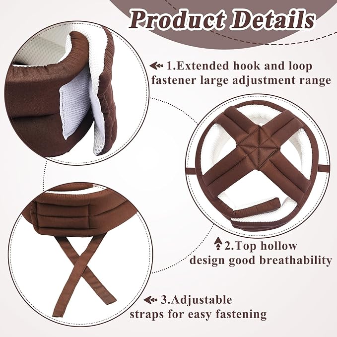 Woanger 1 Pcs Anti Fall Elder Head Safety Helmet for Adults Special Needs Thick Soft Protective Hat Adjustable Seniors Fall Prevention Head Protection Cap Elderly Helmet for Injury(Khaki)