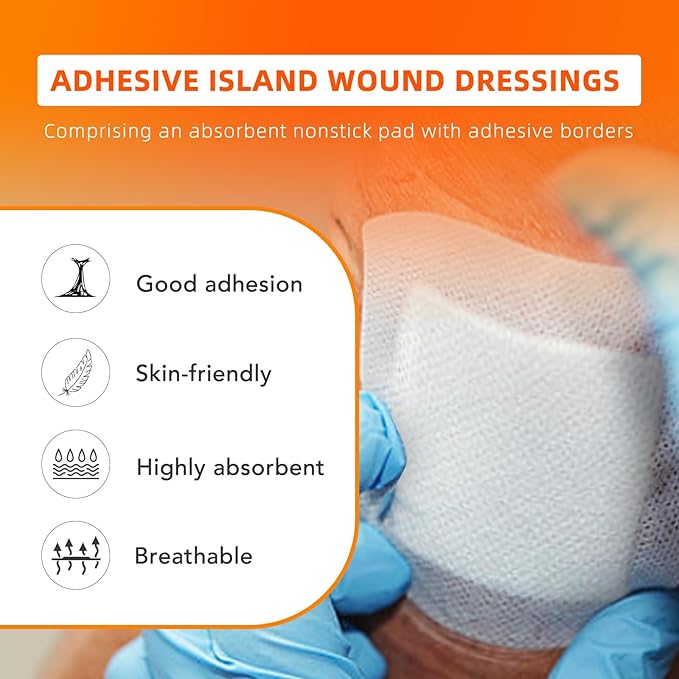 [4''x4''-30count] Carbou Island Dressing Bordered Gauze Sterile Individually Wrapped Gauze Pads,Highly Absorbent Adhesive Dressing Pad,Soft and Breathable Wound Dressing for Wound Care