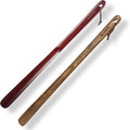 Wooden Shoe Horn Long Handle For Seniors 23.6" Easy Wear Helper Shoehorns Women Kids Baby Elderly Hanging Rings