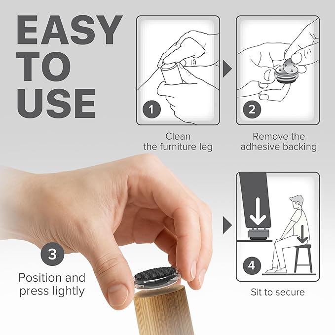 X-Protector Nail On Non Slip Furniture Pads - 16 PCS 1" - Premium Chair Leg Floor Protectors - Black Rubber Feet for Furniture Feet - Ideal Rubber Stoppers Chair Leg Pads to Keep Anything in Place!