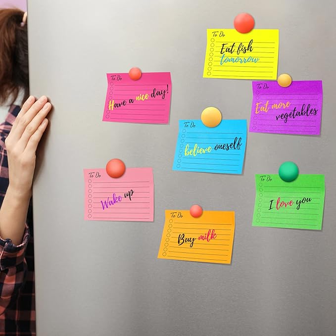 Pajean 9 Pcs/450 Sheet to Do List Sticky Note 3x4 Inch Self Stick Pads with Line Colored Planner Sticky Note Adhesive Memo for Office, Meeting, School, Study, Home Reminder (Fluorescent Color)