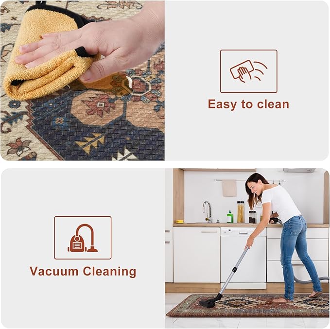 KIMODE Anti Fatigue Mats for Kitchen Floor 24"x71", Red Farmhouse Kitchen Runner Rugs, Cushioned Kitchen Floor Mats Non Skid, Boho Memory Foam Kitchen Mats for Laundry Office Sink Desk