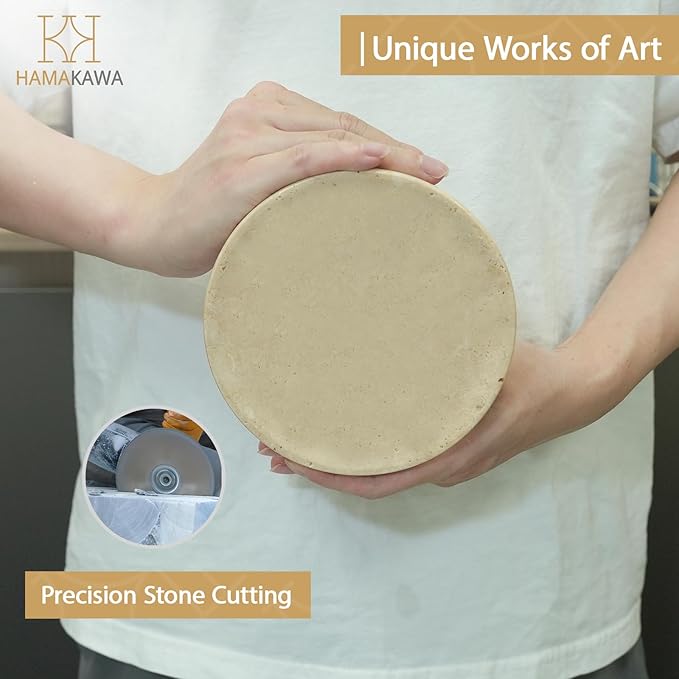 Natural Marble Round Jewelry Tray 5.5 inch, Beige Travertine Accent Dish for Rings, Keys, Earrings and Soap, Ideal Gift for Women