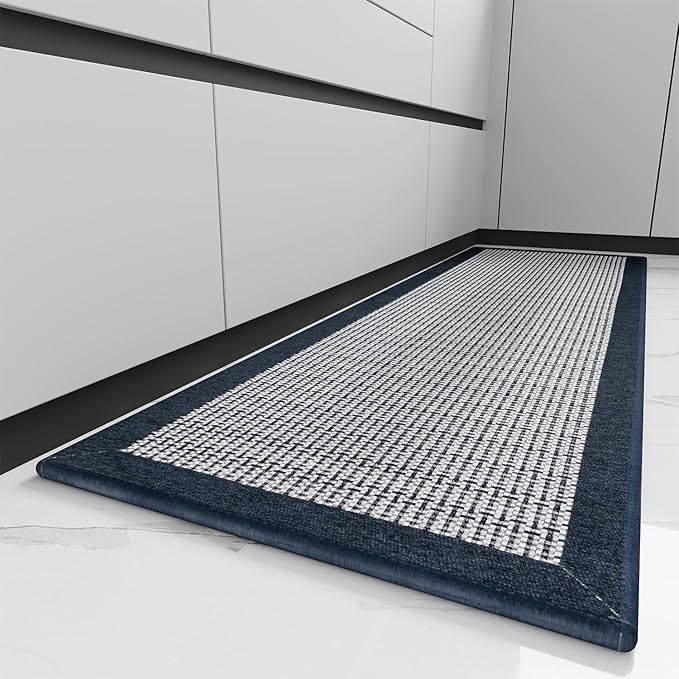 PADOOR Kitchen Mats for Floor, Kitchen Rugs Non Slip Washable, Rubber Backed Kitchen Runner Super Absorbent Kitchen Floor Mat Sink Rug, 20”x32” Blue