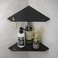 Corner Shower Shelves, Pentagonal Grout in Shelf w/Razor Holding Hole, 304 Stainless Steel Bathroom Shelf (Matte Black)