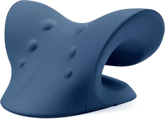RESTCLOUD Neck and Shoulder Relaxer, Cervical Traction Device for TMJ Pain Relief and Cervical Spine Alignment, Chiropractic Pillow, Neck Stretcher (Dark Blue)