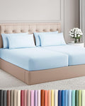 Split King 7 Piece Sheet Set - Cooling & Breathable Bed Sheets - Hotel Luxury Bed Sheets for Women, Men, Kids & Teens - Deep Pockets - Easy Fit - Soft and Wrinkle Free - Split King Light Blue Sheets