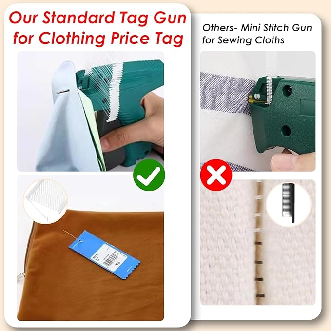 BS ONE Price Tagging Gun for Clothing,(Not Stitch Gun) Standard Retail Price Tag Attacher Gun for Clothes with 6 Needles & 1000pcs 2" Barbs Fasteners for Store