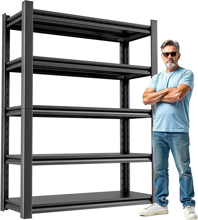 Storage Shelving Rack - 5 Shelf Heavy Duty Garage Storage Shelf, Metal Shelving Organizer for Garage, Home, and Utility Rooms, Maximize Space with Easy Organization16 D x36 W x78 H