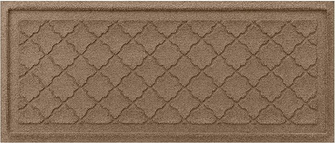 WaterHog Indoor Outdoor Boot Tray Mat – Skid-Resistant Entry Rug for Front Door, Mudroom, Porch, Patio, Garage, All Weather Floor Protector, Made in USA, Cordova Pattern, Khaki/Camel, 15 x 36 Inches