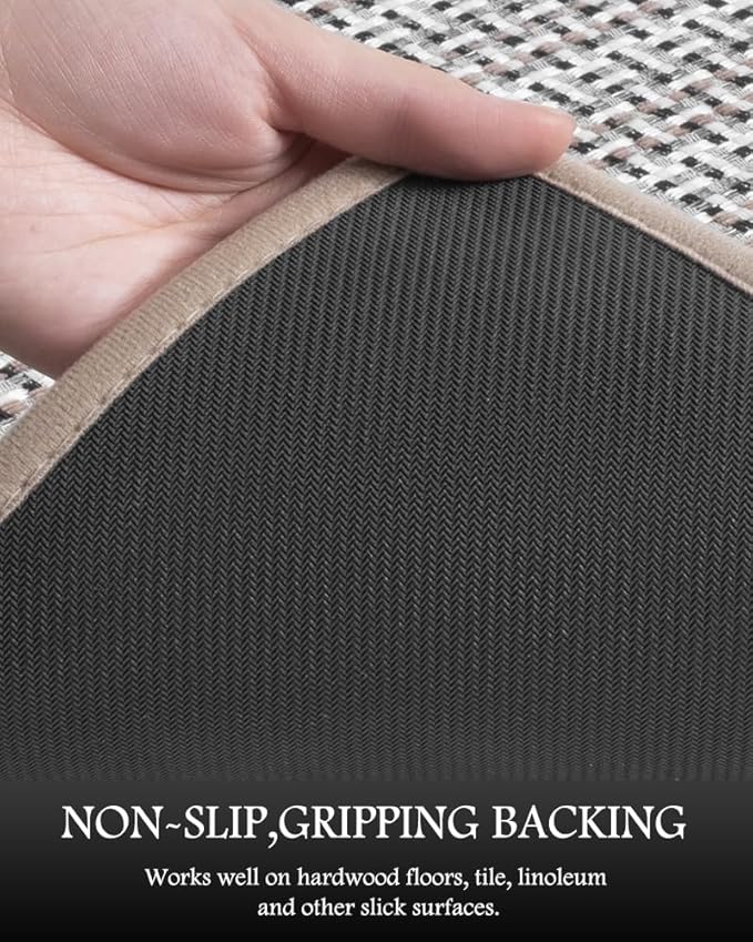 PADOOR Non Slip Kitchen Rugs Sets of 2 - Extra Large 2.5'x6' + 20"x32" Runner Rugs for Kitchen Floor Non Skid Washable, Absorbent Kitchen Mat for in Front of Sink 2 Piece Brown