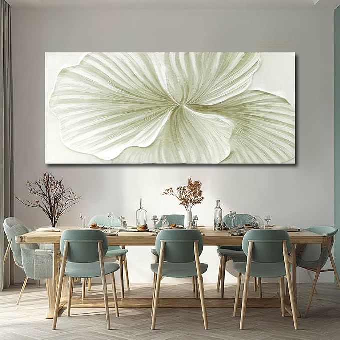 MLART99 Plant Leaf Wall Art Botanical Canvas Ginkgo Painting Nature Green Abstract Artwork Extra Large 32x70 Modern Wall Decor for Living Room Office