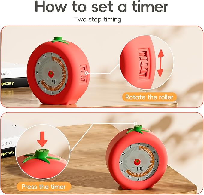 Visual Timer for Kids, 299-Minute Cute Kids Pomodoro Countdown Timer, Visual Timer for Classroom, Kitchen, Office Desk and Meetings
