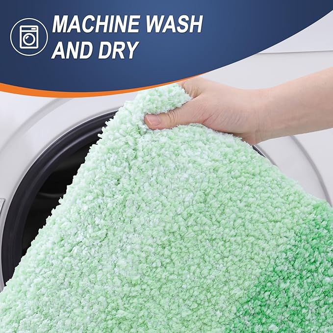 OLANLY Bathroom Runner Rugs 47x24, Extra Soft Absorbent Microfiber Bath Rugs, Rubber Backing, Quick Dry, Machine Washable Bath Mats for Bathroom Floor, Tub and Shower, Home Decor Accessories, Green