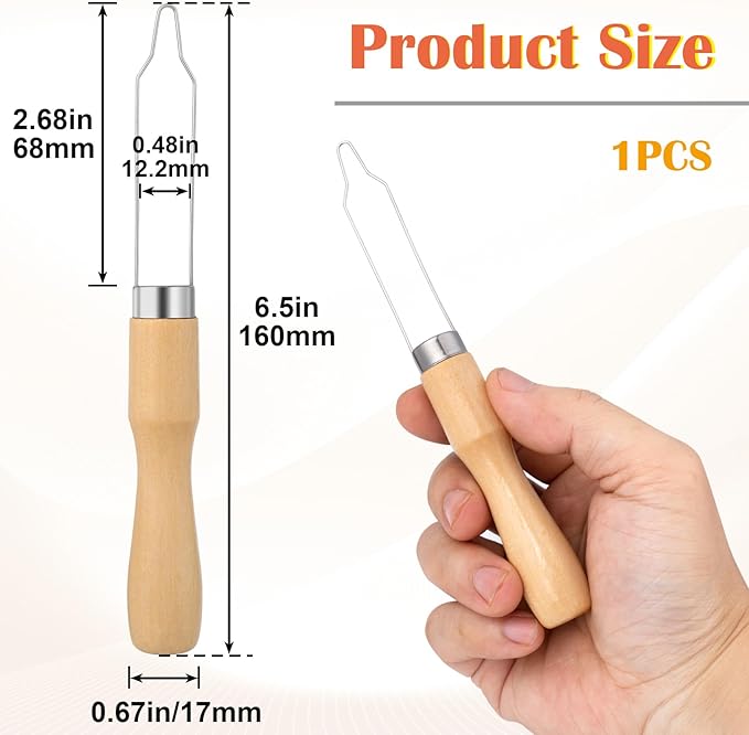 Easy Button Hook, Steel Button Helper Tool for Elderly, Wide Wood Handle Buttons Fastener Device Assist Dressing Aid Tool for Seniors One Hand - 1 Pack, Small Button