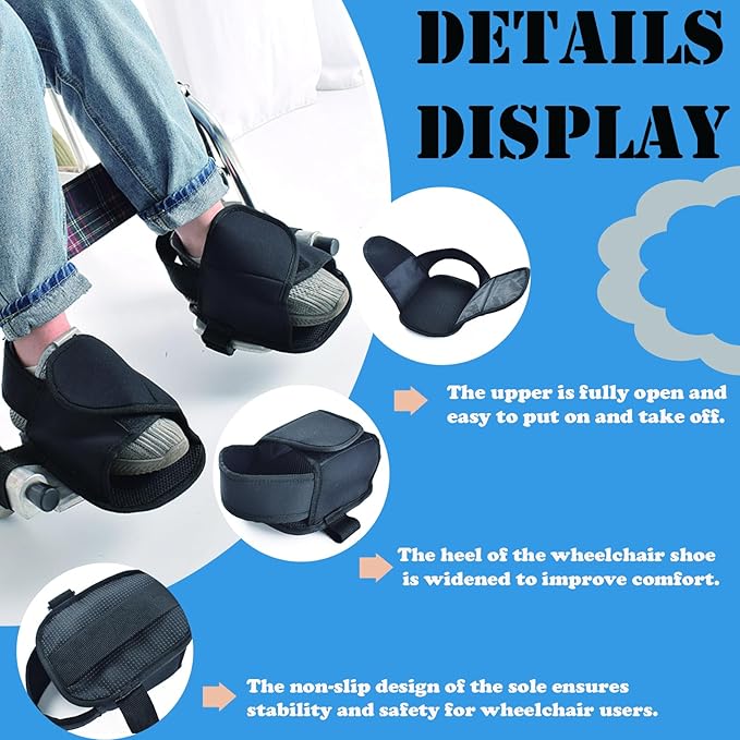 Wheelchair Restraint Shoes Prevent The Foot from Falling Off The Footrest Adjustable & Easy to Wear,Wheelchair Shoe Holder Straps for Disabled & Rehabilitation Patients
