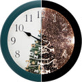 Evelyne LED Round Wall Clock - Battery Operated, Night-time Sensor - Easy-to-Read Analog for Bedroom, Office & Living Room (Christmas Tree)