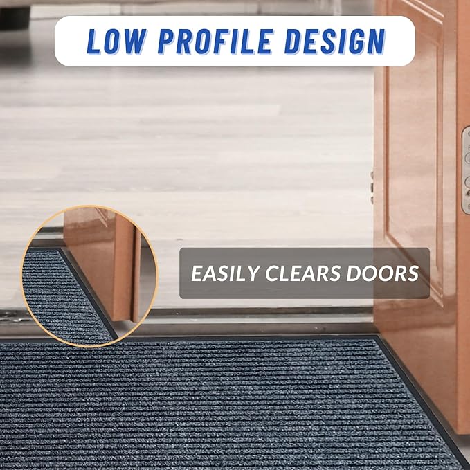 4 Pack Front Door Mat, 36"X24" Waterproof Indoor Outdoor Entrance Welcome Doormat Front Door Industrial Rug Ideal for Entrance，Patio, Muddy Shoe, Low Profile, Non-Slip, Easy to Clean — Grey