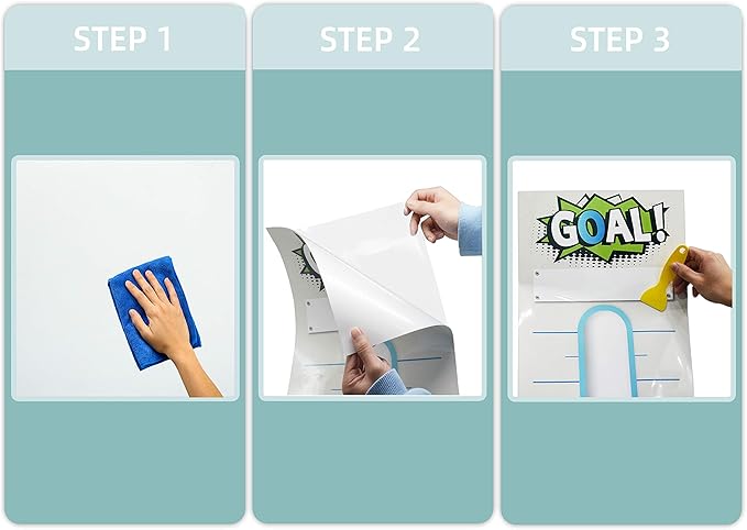 Fundraising Thermometer Chart Goal Tracker Decal - 48"x12" - Dry Erase Goal Setting Wall Poster Thermometer - Removable Giant Sales Goal Vinyl Sticker (Blue)