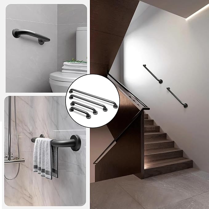 Shower Grab Bar, 2 Pack 32 Inch Gray Bathroom Grab Bar, 1.25" Diameter 304 Stainless Steel Anti-Slip Grab Bars for Bathtubs and Showers, Handicap Shower Grab Bar for Seniors Elderly