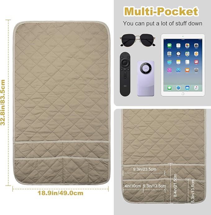 Remote Control Holder for Recliner,Armchair Caddy,Non Slip Sofa Armrest Storage Organizer for Recliner Couch with 6 Pockets for TV Remote,Cell Phone,Magazine (Beige)