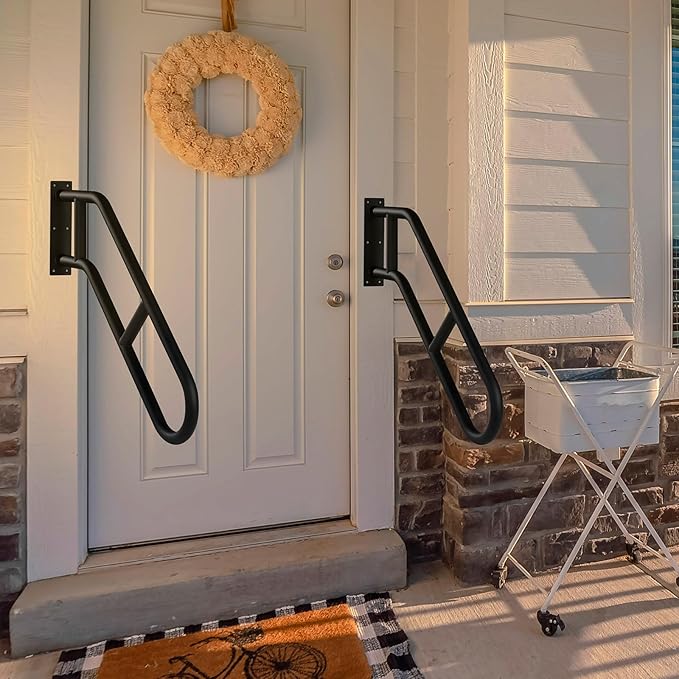 ROTHLEY Hand Rails for Outdoor Steps,Hand Rails for Elderly Porch Railing Deck Hand Rail Wall Mount Stair Hand Grab Bars U-Shape Safety Handle
