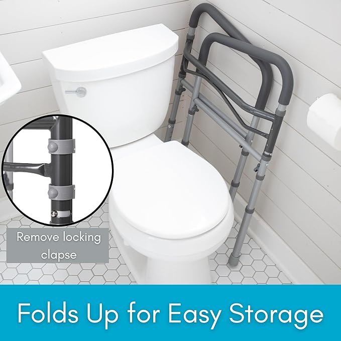 BIRDROCK HOME Toilet Seat Safety Railing Frames for Seniors | Handrail Support for Bathroom | Easy Install - Elderly, Handicap, Medical Disabled | Raised, Elevated, Assistance, Commode, (Safety Frame)