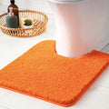 MIULEE Orange Microfiber Toilet Bath Mat U-Shaped Contour Shaggy Bathroom Rugs Non Slip Extra Thick Soft Bath Rug Absorbent Water for Bathroom Commode Machine Washable(24x24 Inch)