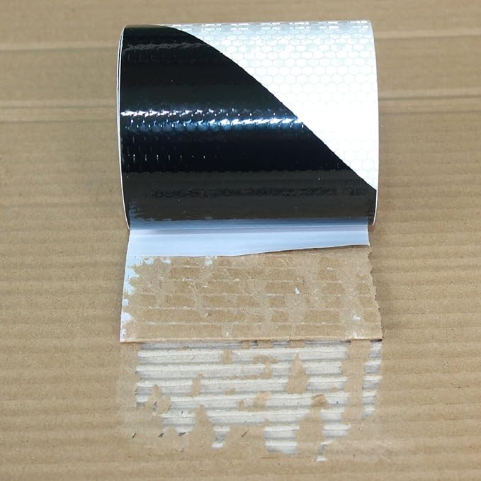 Black White Reflective Tape 4 inch X 10 feet, Outdoor Waterproof Hazard Conspicuity Warning Industrial Marking Tape