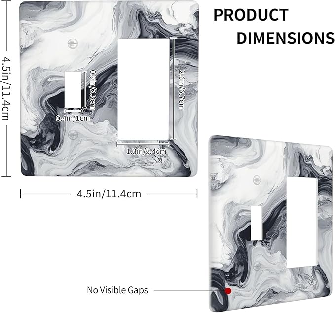 Abstract Marble Ink Texture Grey Marble Print Outlet Covers 1 Toggle 1 Rocker Combination Decorative Wall Plate Electrical Switch Plates Light Switch Cover Plate for Bathroom Kitchen Decor