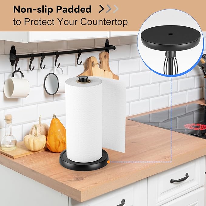 Paper Towel Holder Countertop Kitchen Roll Holder, Premium Stainless Steel for Kitchen Roll Organize, Double Ratchet Mechanism for Kitchen Bathroom Farmhouse Essentials Decor Accessories