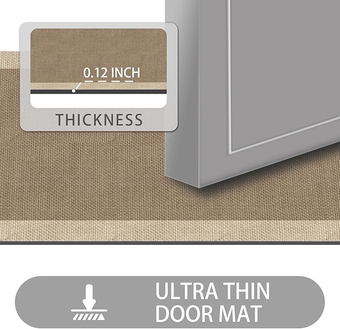 Ultra Thin Door Mat Indoor Entrance, 1/10 in Thin Door Mats for Inside Entry, Non-Slip Rubber Backing Washable Doormat, Fade Resistant, Absorbent, Low Profile Dirt Trapper, 35"X24",Orange