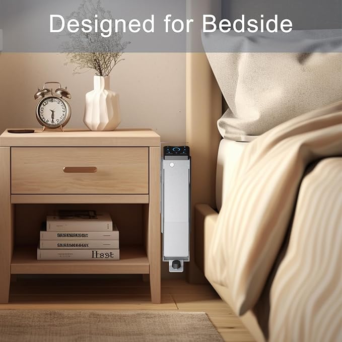 VERPROOF Biometric Gun Safe for Handgun Drop Down Pistol Safe, Smart Pistol Safe with Fingerprint, PIN Code, Key Access for Nightstand, Desk, Bedside, Low-Vis Mode, Type-C Power (White)