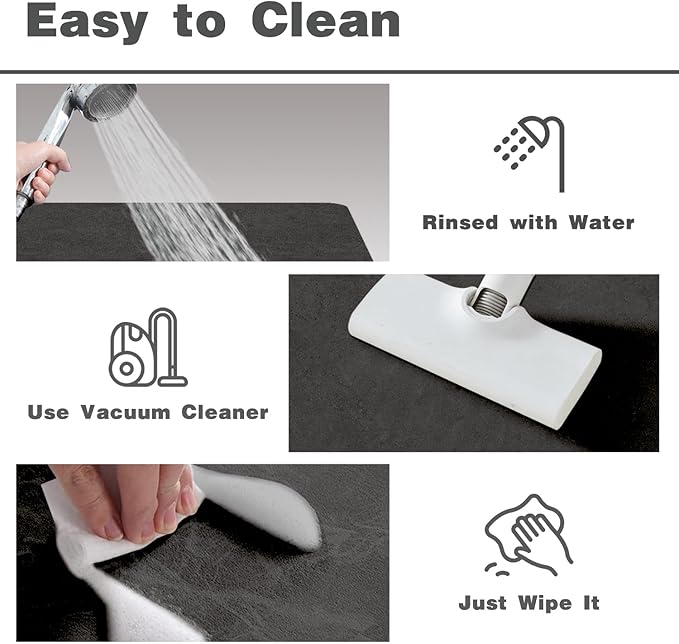 Black Bath Mat, Bathroom Rugs Non Slip Washable Thin Absorbent Quick Dry Bath Mat Fits Under Door Bathroom Floor Mat Perfect for Bath, Shower, or Sink 16"x24" Black