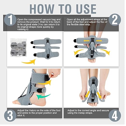 Plantar Fasciitis Night Splint-Upgrade 3 Adjustable Planter Facetious Relief Brace,Plantar Fasciitis Relief Women Men Straps,Support Relief Foot Drop Achilles Tendonitis Day Night(Gray-1PC)
