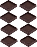 8 Pack Square Rubber Furniture Caster Cups, 3X3 Anti-Slip Gripper for Hardwood Floor Protection, Heavy Duty Anti Slide Floor Protectors for Bed Couch Stoppers