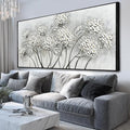 SOUGUAN Plant Hand Painted Wall Art White Wall Decor Floral Canvas Painting 32"x70" Large Artwork for Bedroom Decorative Pictures for Living Room