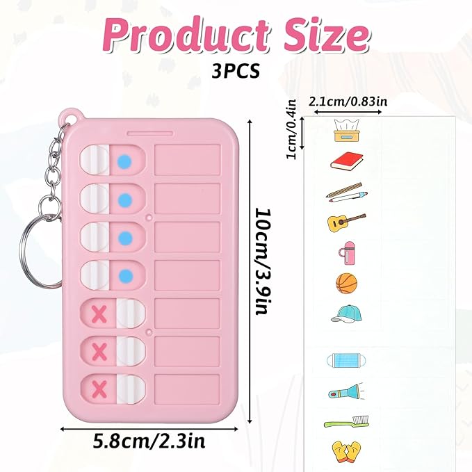3Pcs Reminder Board, Portable Visual Schedule Keychain, ADHD Tools for Kids for Daily Weekly Planning Memo Checklist Boards