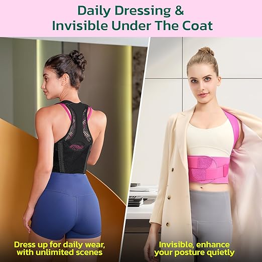 Posture Corrector for Women - Lightweight and Breathable Back Brace for Pain Relief, Rounded Shoulders and Hunchback, Compact & Portable with Fashionable Design, Invisible Under Clothes Blue M