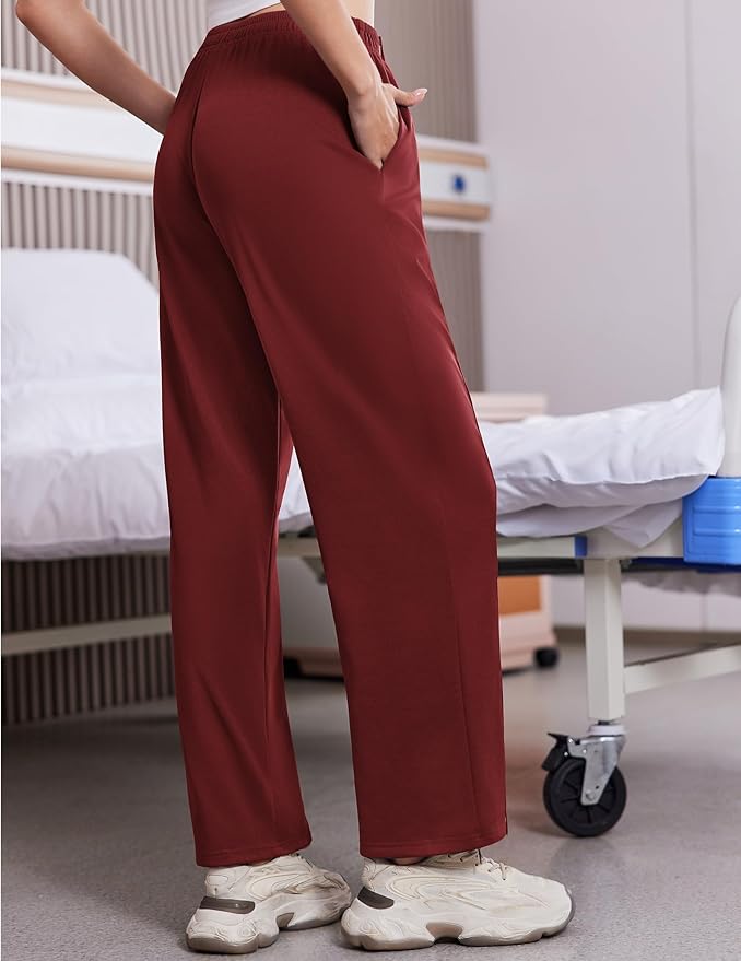 Deyeek Tear Away Pants for Women Side Slit Snap Sweatpants Loose Fit Post Surgery Casual Adaptive Clothing with Pockets