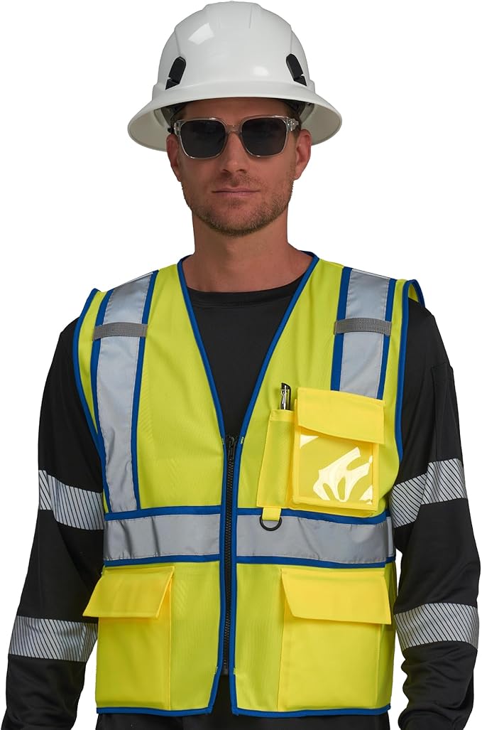 AYKRM High Visibility Safety Vest - Reflective Work Vest with 5 Reinforced Pockets