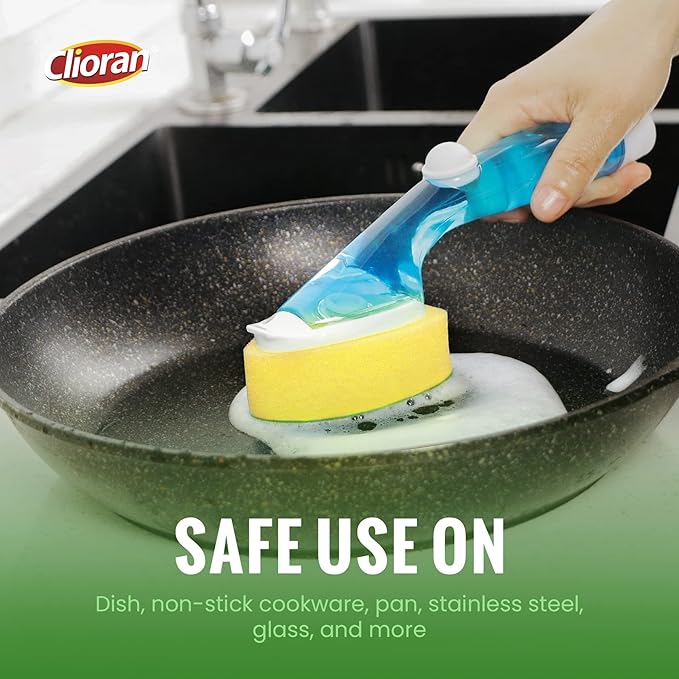 Leak Proof Dishwand Refills with Scrub Dots,Non Scratch Sponge Heads for Dish Wand,20% Thicker Heavy-Duty Scrubber Replacement,Fits Most Handles,Works with All Dish Soaps,Ideal for Kitchen