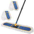 KeFanta 36" Commercial Dust Mops for Floor Cleaning,Industrial Dry Wet Mop with Heavy Duty Long Handle,2 Large Cotton Washable Mop Pads,for Hardwood,Tile,Concrete,Laminate,Garage Floors(Blue)