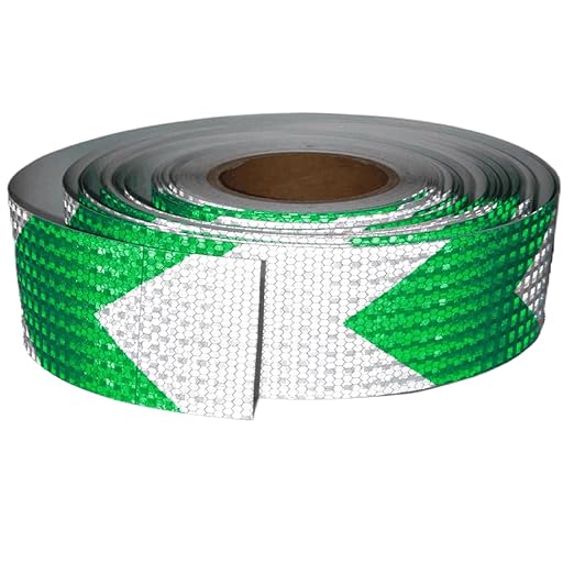 Green and White Reflective Tape Outdoor Waterproof 3 inch X 166 feet, High Visibility Hazard Conspicuity Industrial Marking Tape
