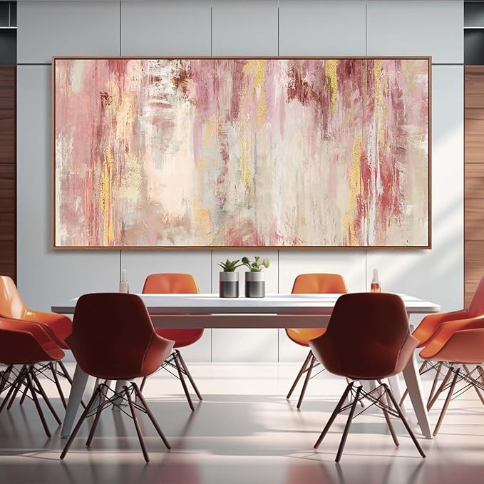 Extra Large Canvas Art Framed Wall Art for Living Room Decor Pink Pictures for Wall Abstract Modern Artwork 36”x70”