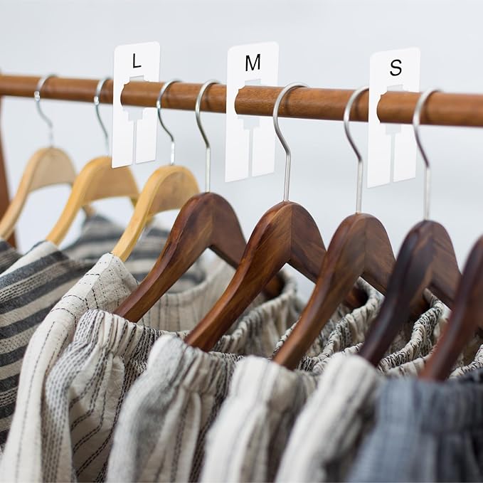 8 Pcs White Rectangular Size Separators Closet Dividers for Hanging Plastic Clothing Rack Dividers with Printed Sizes Clothing Rack Size Divider Reusable Closets Separators Label Preprinted in 8 Sizes