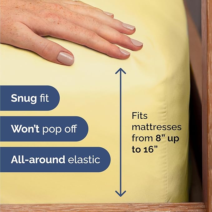 Twin 4 Piece Sheet Set - Cooling & Breathable Bed Sheets - Hotel Luxury Bed Sheets for Women, Men, Kids & Teens - Comfy Bedding w/Deep Pockets & Easy Fit - Soft & Wrinkle Free - Twin Yellow Sheets
