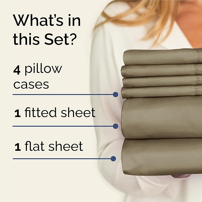 King 6 Piece Sheet Set - Cooling & Breathable Bed Sheets - Hotel Luxury Bed Sheets for Women, Men, Kids & Teens - Comfy Bedding with Deep Pockets & Easy Fit - Soft and Wrinkle Free - King Khaki Sheets