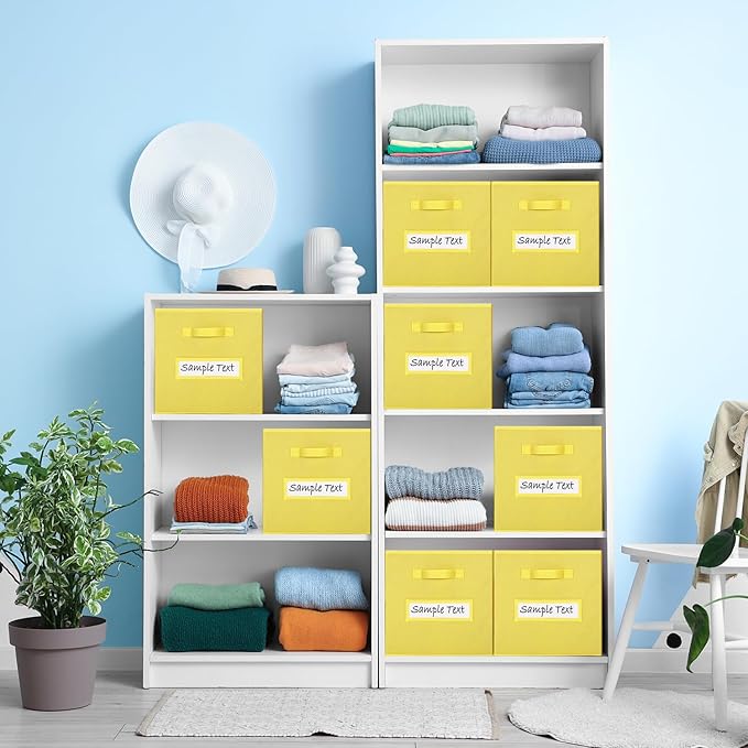 artsdi Fabric storage cubes (8 Pack) 11 Inch Cube Storage Bin, cube organizer bins with 8 Labels Window Cards & a Pen, Foldable cube organizer bins and Storage Box, Dark Yellow