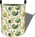 Whimsical Green Snails with Flowers Laundry Basket, Dorm Nursery Foldable Laundry Hamper Organizer for Bathroom Decor, Toy Clothes Storage Box for Bedroom 19.7x15.7 Inch